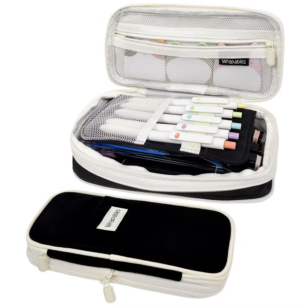 Large Capacity Pencil Case, Expandable Pencil Pouch for Stationery Tools, Black - Image 4