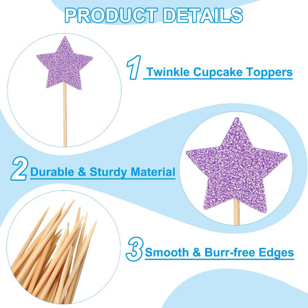 Birthday Party Supplies Little Star Cupcake Toppers 50 Pcs - Image 10
