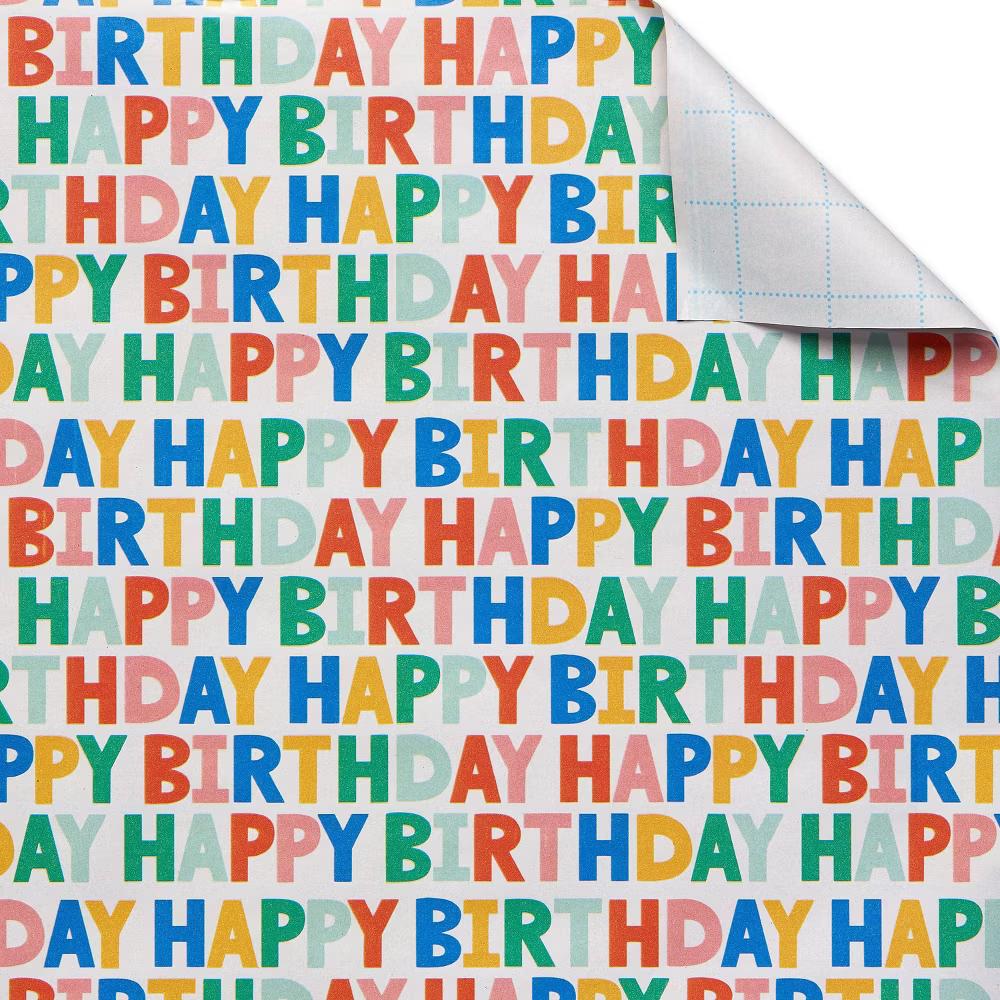 20 Sq Ft Happy Birthday Shadow Wrapping Paper