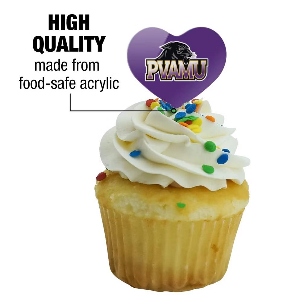 Prairie View A&M Primary Logo Heart Love Cupcake Picks Toppers Decoration Set of 6 - Image 6