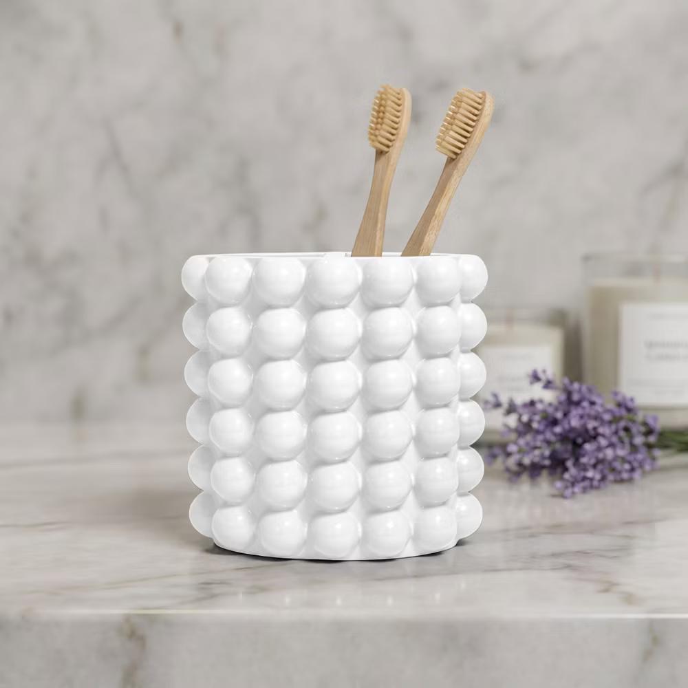 Better Trends Nova Bathroom Accessories Collection Toothbrush Holder 100% Resin with Bubble Pattern for Vanity Decor & Countertop - Image 34