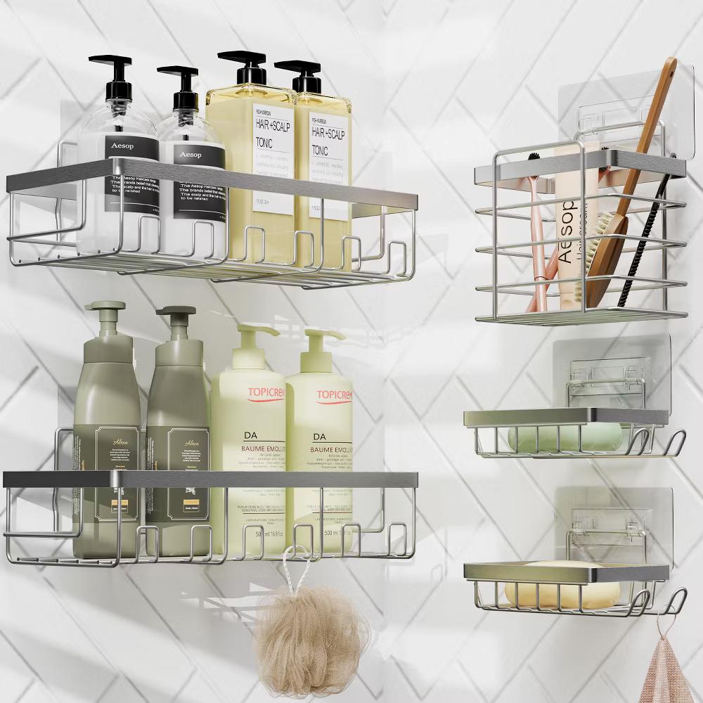 Hearth & Harbor Shower Caddy Adhesive Shower Organizer, Large Capacity Stainless Steel Shower Caddies - Image 20