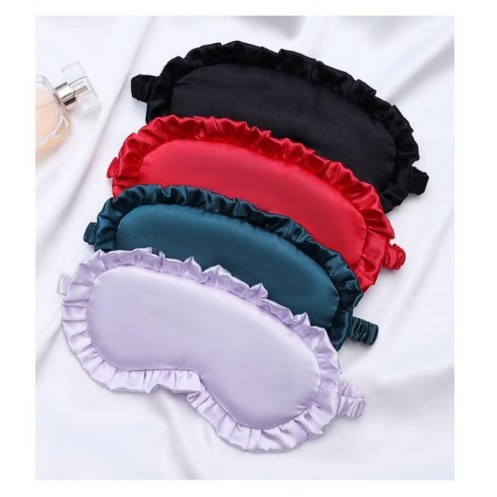 Women's 2-Piece Set Satin Sleep Eye Mask with Soft Padded and Elastic Strap for Comfortable Light Blocking - Image 4
