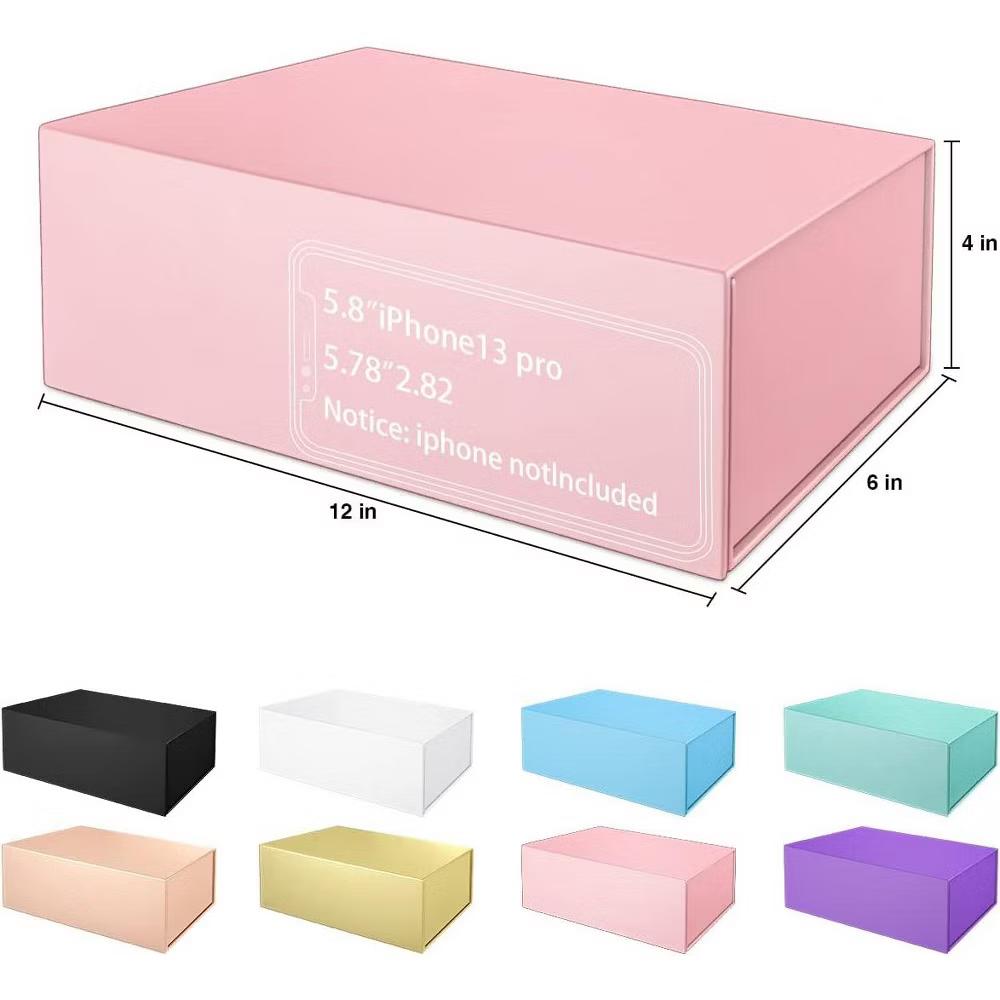 Pink Magnetic Gift Box 12 6 4 Inch 1 Set Glossy Recyclable Cardboard for Bridesmaid Birthday Wedding Presents Packaging - Image 6