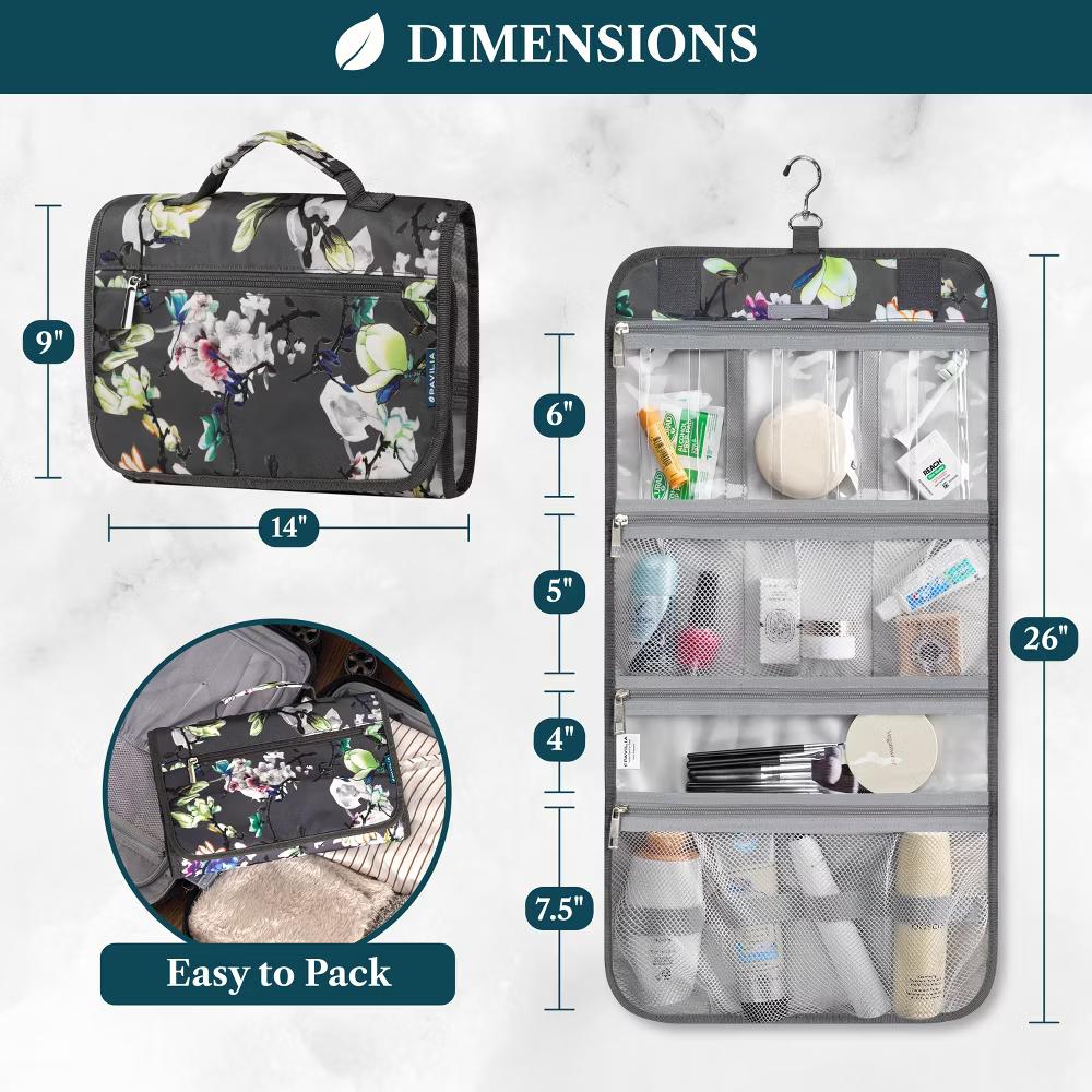 Hanging Toiletry Bag Women Men, Travel Kit Foldable Waterproof Organizer, Roll up Cosmetics Makeup Essentials Jewelry Case - Image 27