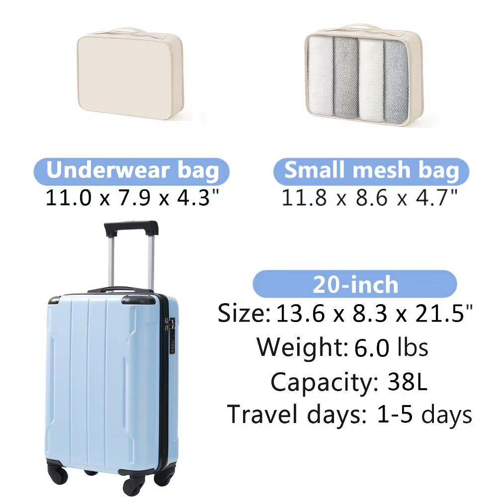 20" Hardshell Carry-On Luggage with 2 Packing Cubes & Spinner Wheels & TSA Lock, Lightweight ABS Suitcase - ModernLuxe - Image 71