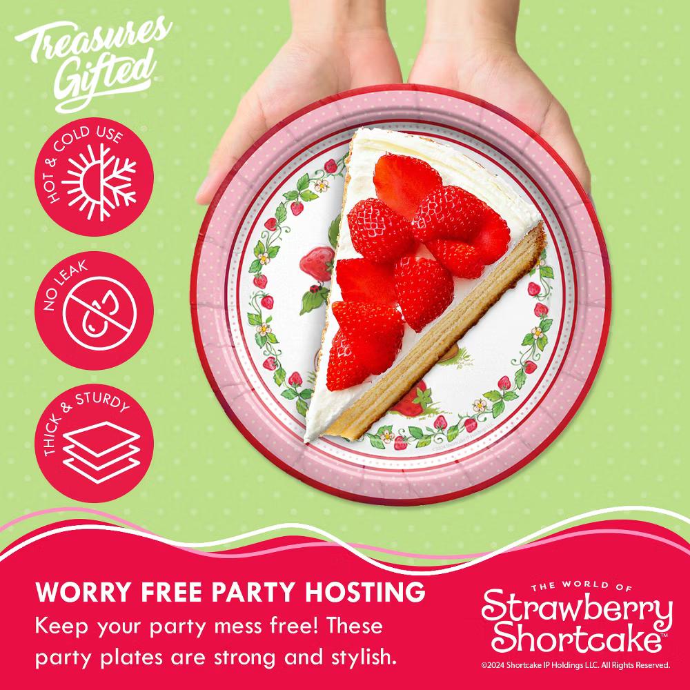 Treasures Gifted Strawberry Shortcake Dinner Plates 9in - Disposable Paper Plates - Strawberry Shortcake Birthday Party Supplies - Image 6