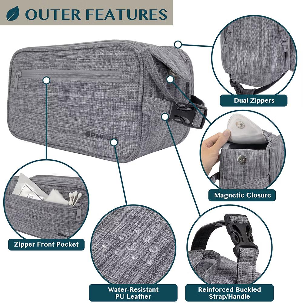 Toiletry Bag for Men, Travel Essentials Shaving Dopp Kit, Water Resistant Cosmetic Makeup Organizer Case - Image 68