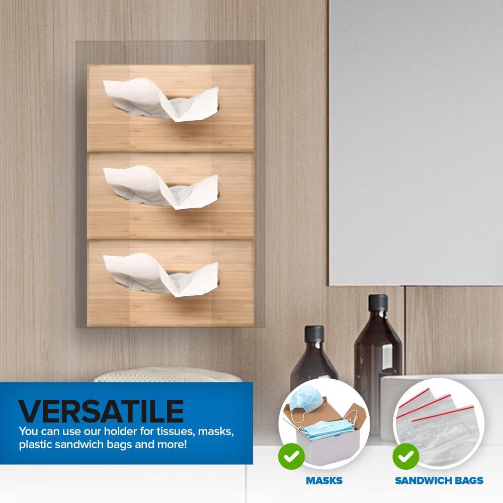 Stock Your Home Triple Acrylic Gloves Dispenser, Tissue Box Shelf, Glove Holder Wall Mount, For Kitchen, Cleaning Closet, Lab, Exam, Office - Image 7