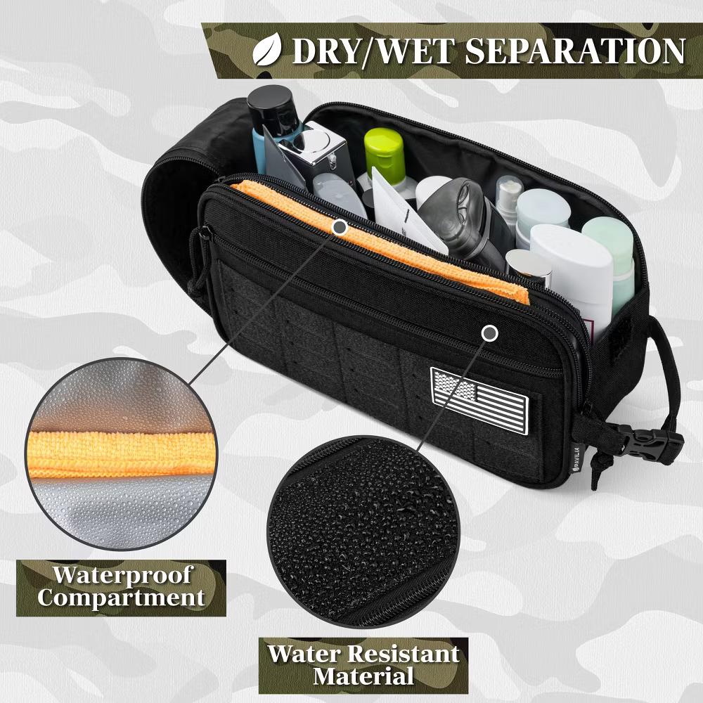 Tactical Toiletry Bag for Men, Hygiene Travel Bag, Military Dopp Kit, Water Resistant Molle Pouch, Shaving Grooming Organizer Case - Image 7