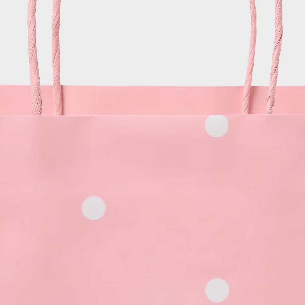 Large Polka Dot Gift Bag Pink/White