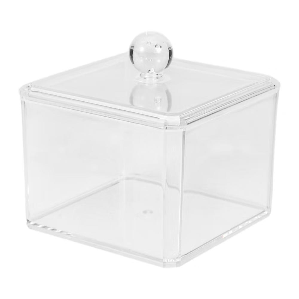 Square Single Layer Acrylic Cotton Swab Holder Bathroom Transparent 1 Pc - Image 3
