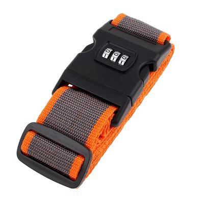 3 Digits Adjustable Password Travel Suitcase Release Buckle Luggage Strap Belt Orange Gray