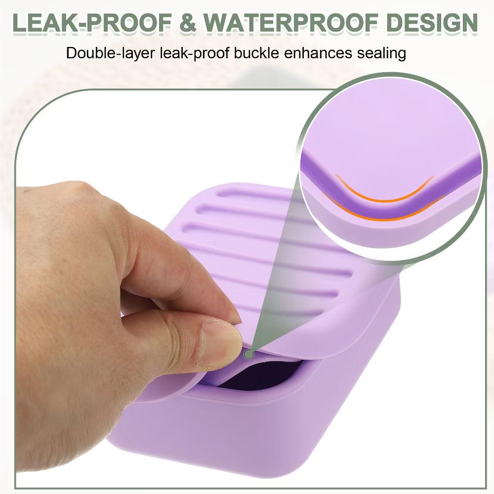 Soap Dish, Silicone Leak Proof Soap Bar Case - Image 2