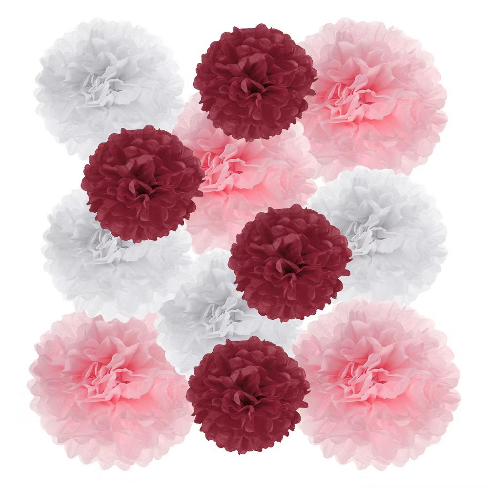 Wedding Shower Bridal Party Decoration 3 Size Paper Pom Poms Flower Ball 15 Pcs - Image 16