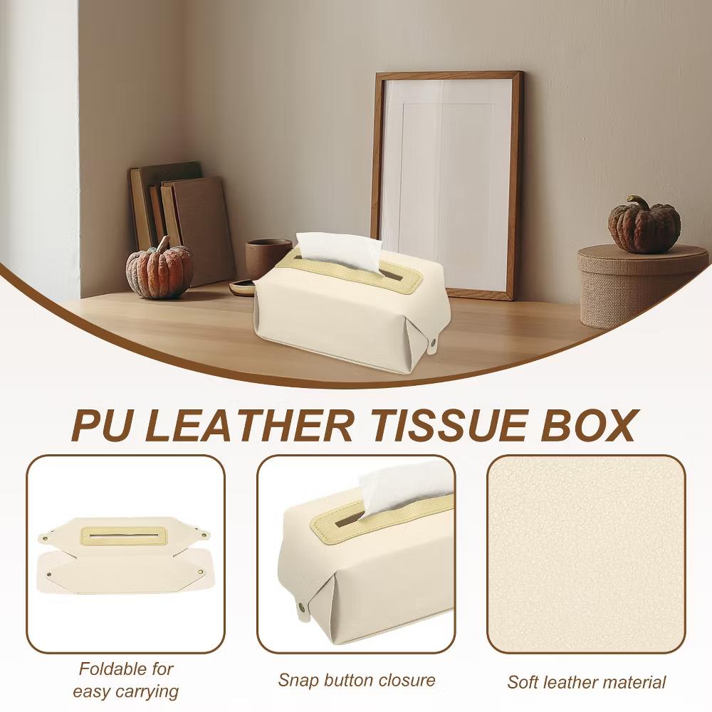 PU Leather Home Car Office Decorative Tissue Box Cover - Image 4