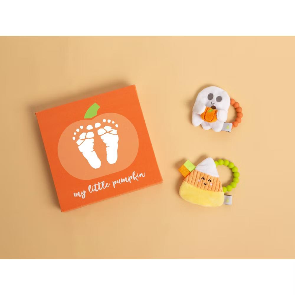 Pearhead My Little Pumpkin Halloween Canvas for Baby's Footprints: DIY Art Kit, Includes Paint & Canvas Board