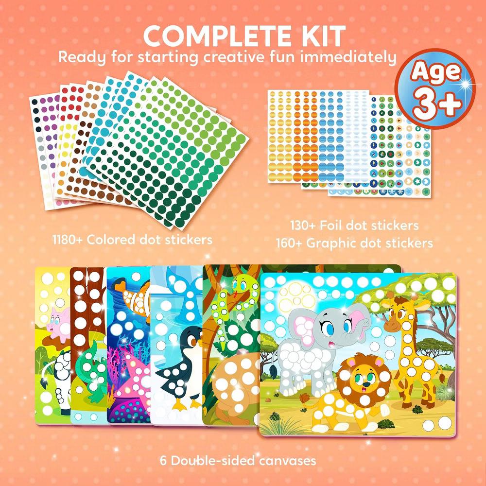 Animal Dot Art Kit for Kids Age 3-7 No Mess Sticker DIY Craft Creative Activity Travel Toy Birthday Christmas Gifts School Prize for Boys Girls - Image 2