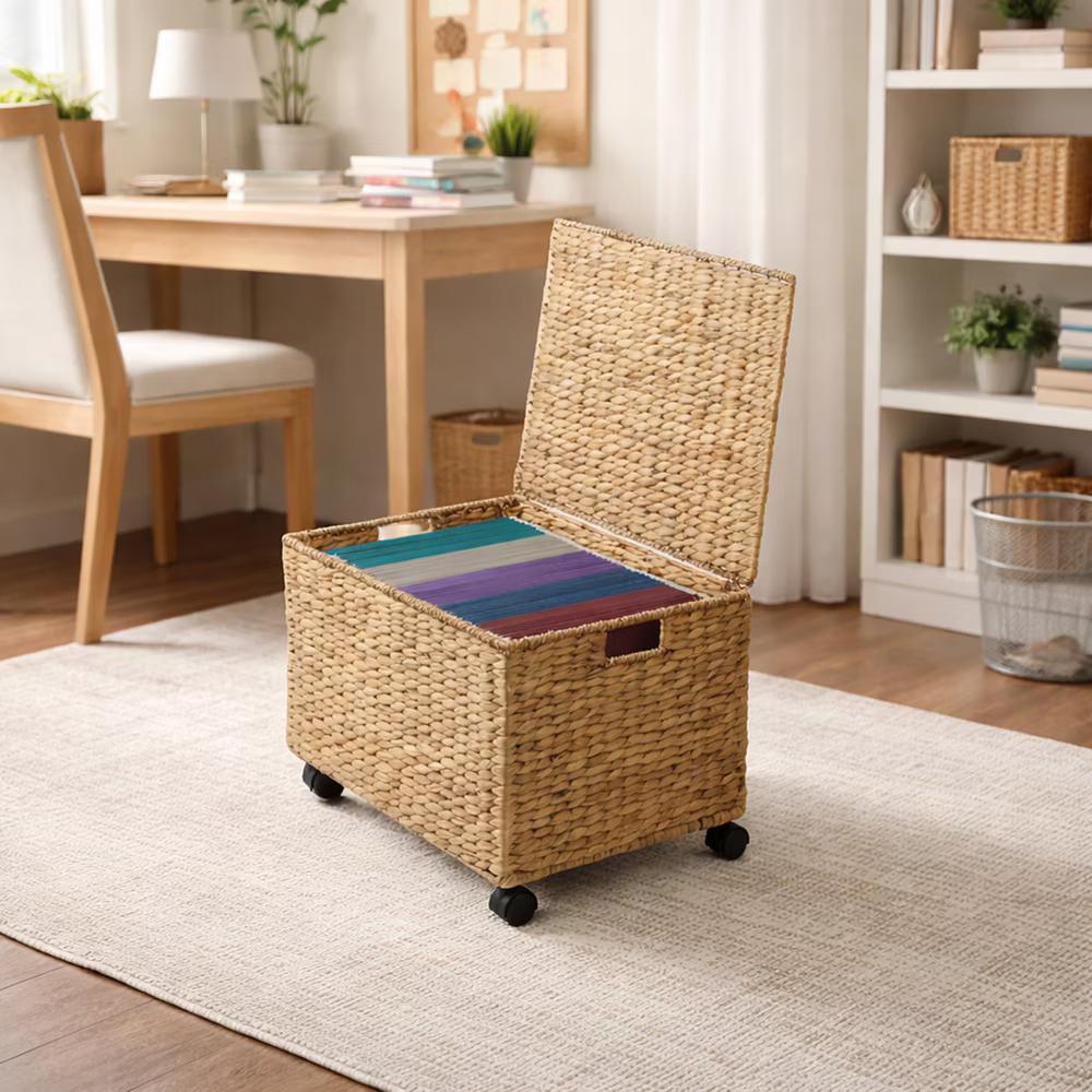 Casafield Rolling Filing Cabinet - Water Hyacinth Hanging File Folder Organizer on Wheels, Home Office Storage - Image 22