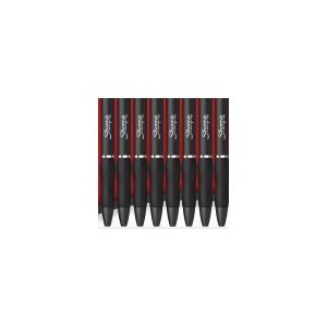 8pk S-Gel Pens Black 0.7mm Medium Tip Black Ink: School Supplies, Retractable, Contoured Rubber Grip, Pocket Clip