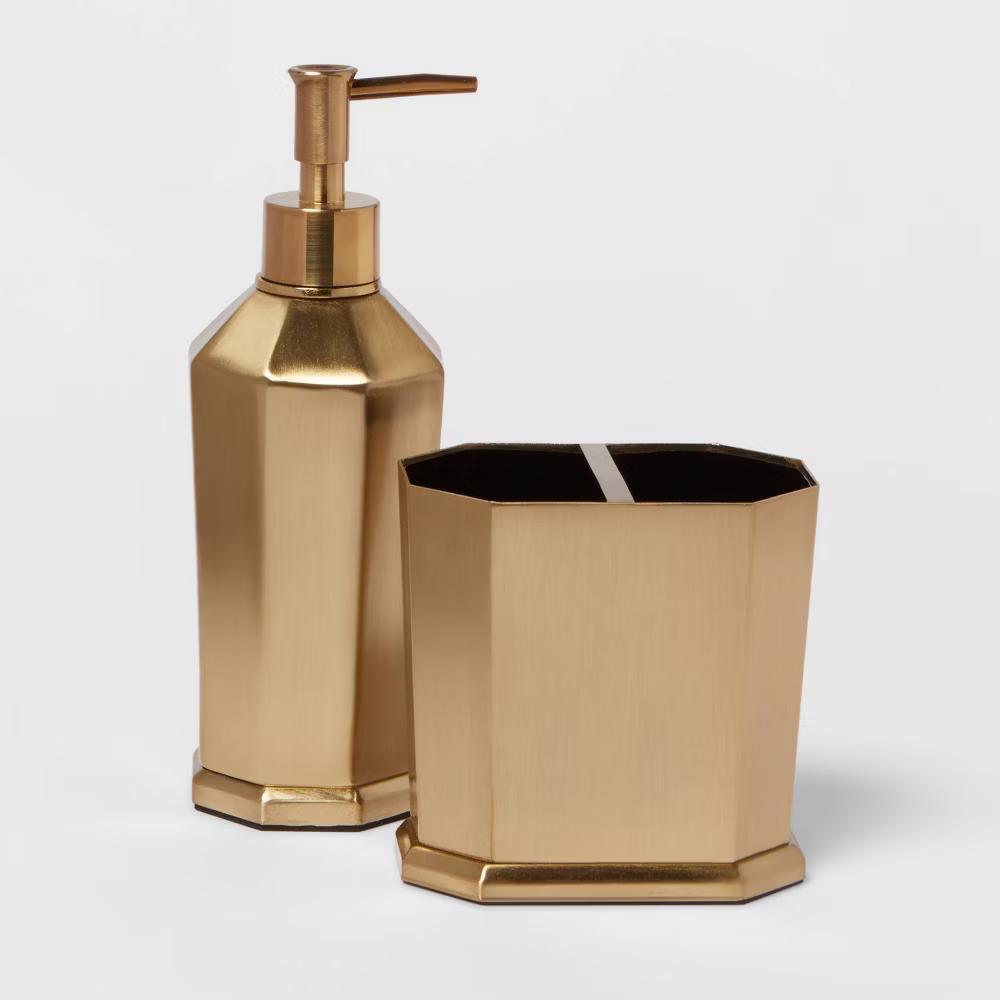 Solid Soap Pump Faceted Gold