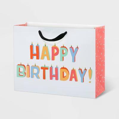 Medium Candles Print Gift Bag - Multicolor Typography 10" 12.75" 5" - Image 3