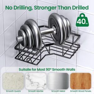 Dcolora Adhesive Shower Caddy 2 Pack Stainless Steel Corner Bath Shower Shelves
