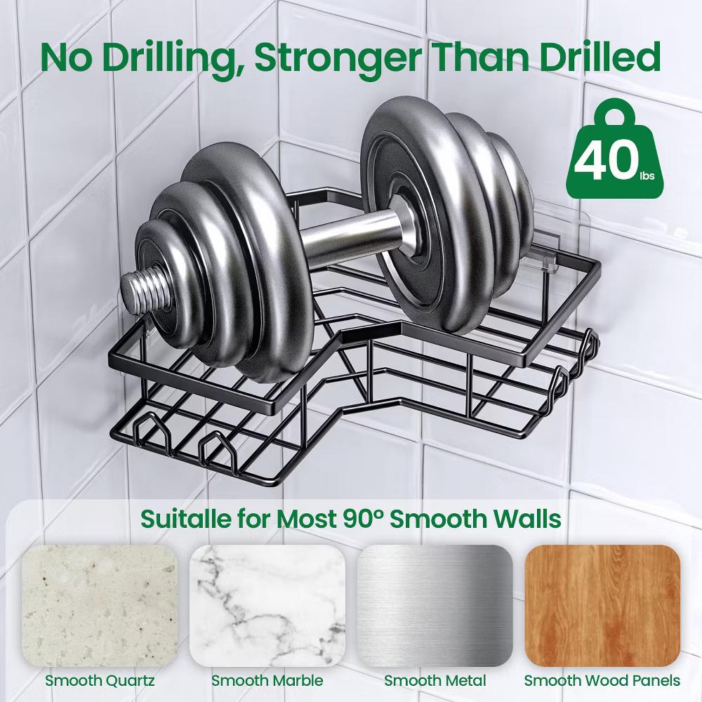 Dcolora Adhesive Shower Caddy 2 Pack Stainless Steel Corner Bath Shower Shelves