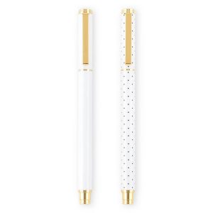 Essentials 2pk Pen Set White and Black Dot