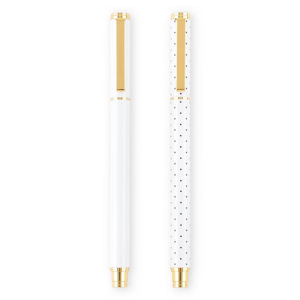 Essentials 2pk Pen Set White and Black Dot