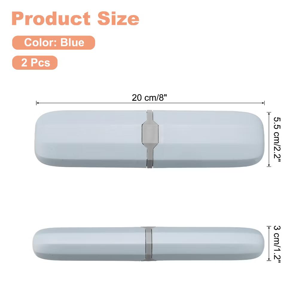 Travel and Outdoor Plastic Portable Simple Storage Toothbrush Containers 8 2.2 1.2 Inch 2 Pcs
