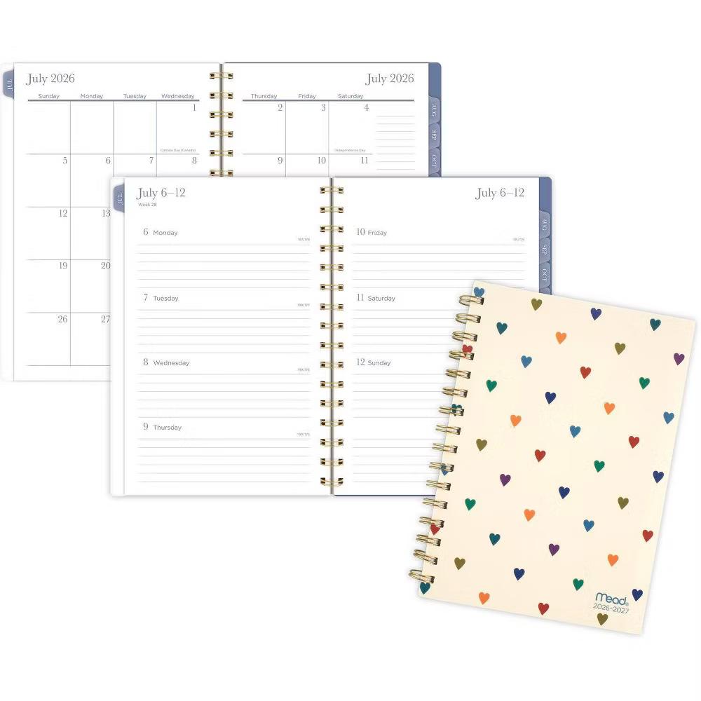Mead 5.5"x8.5" 2026-2027 Weekly/Monthly Small Colorful Hearts Planner - Image 3