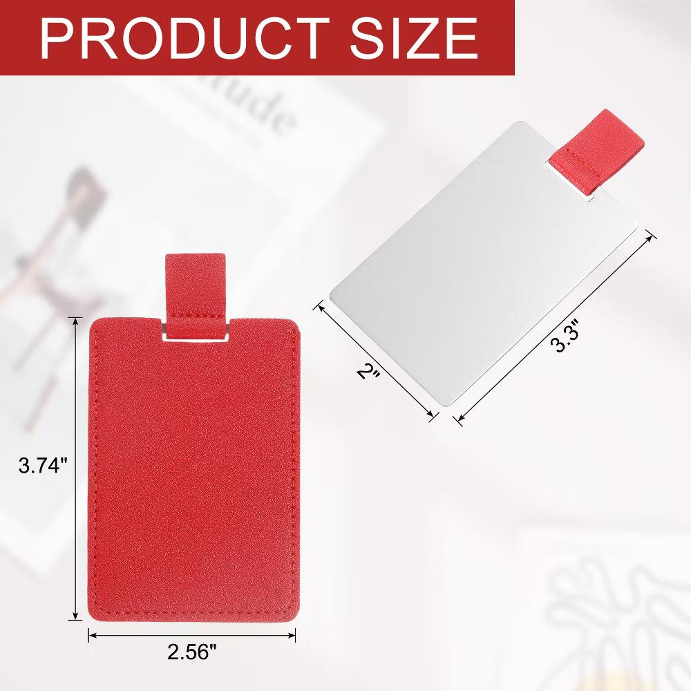 PU Leather Stainless Steel Travel Compact Mini Makeup Mirror - Image 20