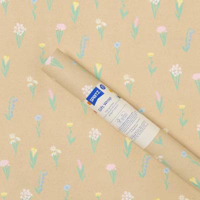 96"x30" Floral Baby Shower Gift Wrapping Paper Natural