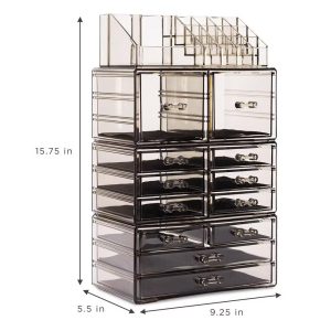 Large Makeup Organizer Case - 4 Piece Set (12 Drawers)