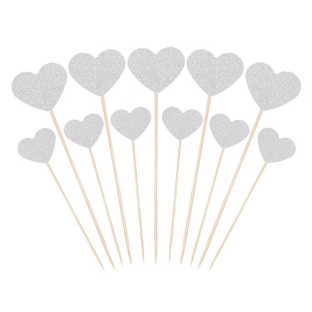 Wedding Engagement Birthday Decoration Heart Shape Cupcake Toppers Picks 50 Pcs - Image 25