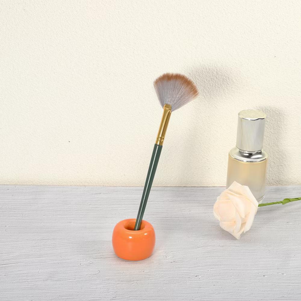 Bathroom Round Mini Ceramic Toothbrush Holder 1.65"x1.18" 2Pcs - Image 41