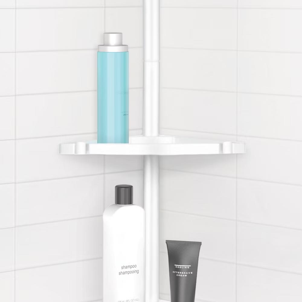 Ulti-Mate Rust Proof Aluminum Tension Shower Pole Caddy White - Better Living Products: Bathroom Organizer, Freestanding Rack - Image 3