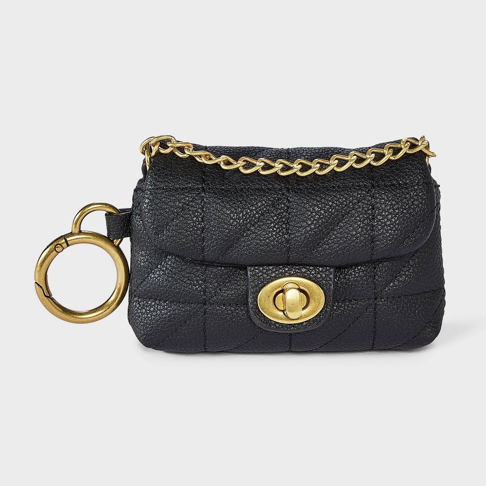 Quilted Turn Lock Clip On Pouch Bag Charm - Image 2