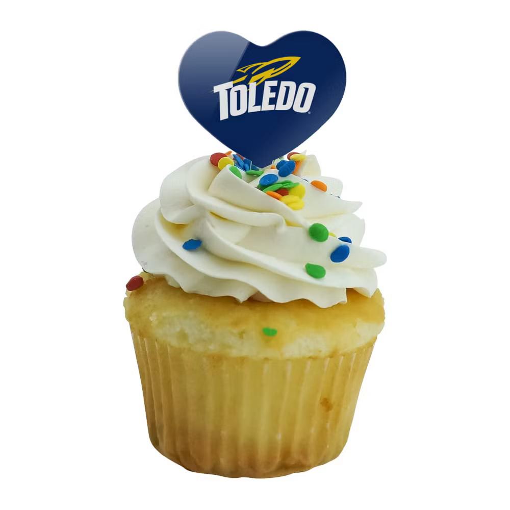 NCAA University of Toledo Rockets Logo Heart Love Cupcake Picks Toppers Decoration Set of 6 - Image 2