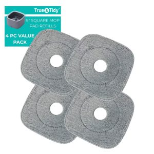 True & Tidy Spin Mop Pad Set: Microfiber Cleaning Cloths - 4ct