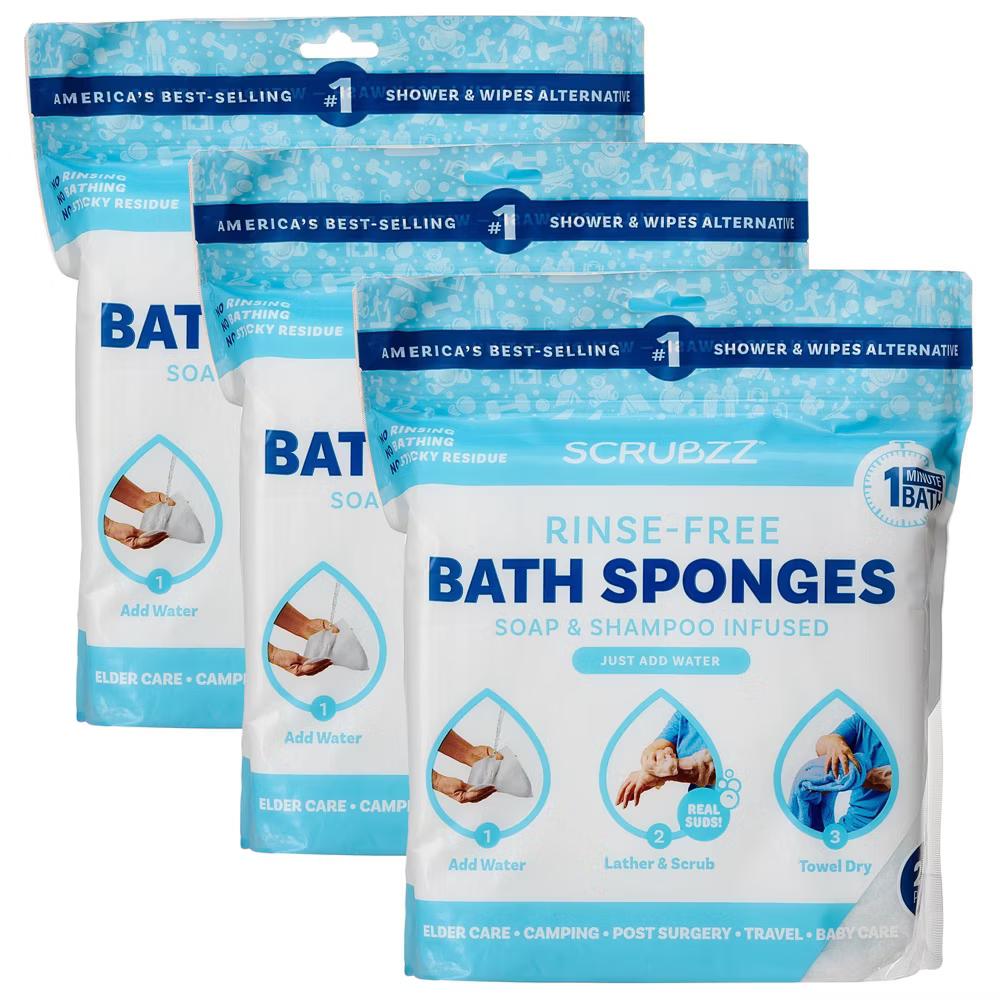 Scrubzz No Rinse Bath Wipes for Adults Bathing, Adult Rinse Free Bath Sponges - Disposable - Image 31