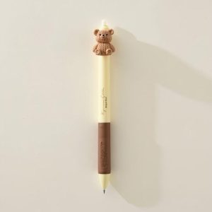 5-Piece Teddy Bear Top Gel Pen Set Soft Grip and Adorable 3D Bear Design