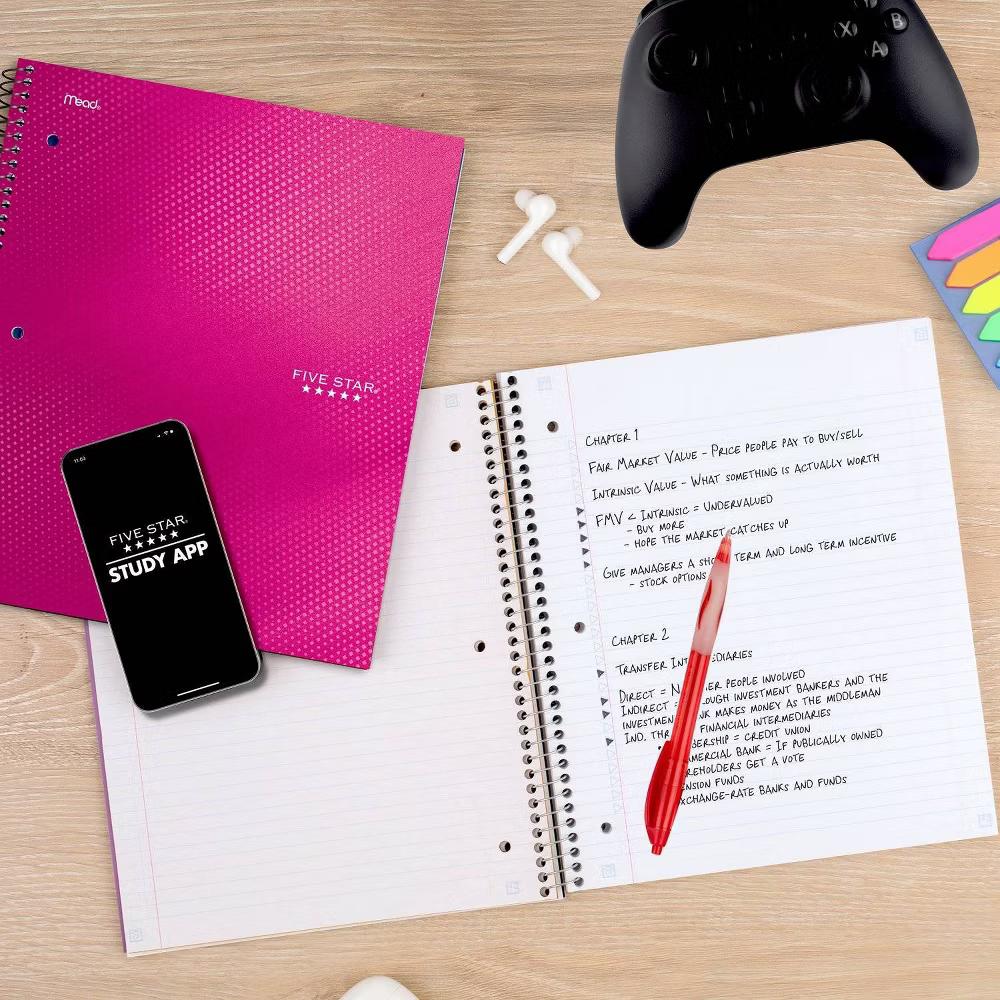 Five Star 8.5"x11" Active College Ruled Notebook Pink - Image 6