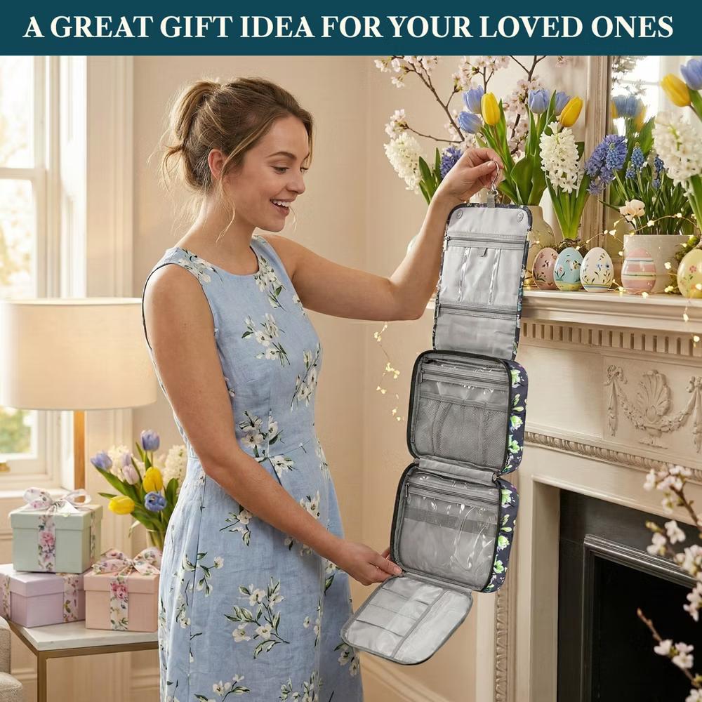 Hanging Toiletry Bag Women Men, Foldable Large Travel Cosmetic Organizer, Water Resistant Makeup Toiletries Essentials Kit - Image 25