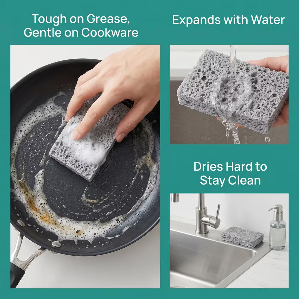 Kitchen Household Cleaning Non-Scratch Cleaning Sponge 6 Pcs - Image 22