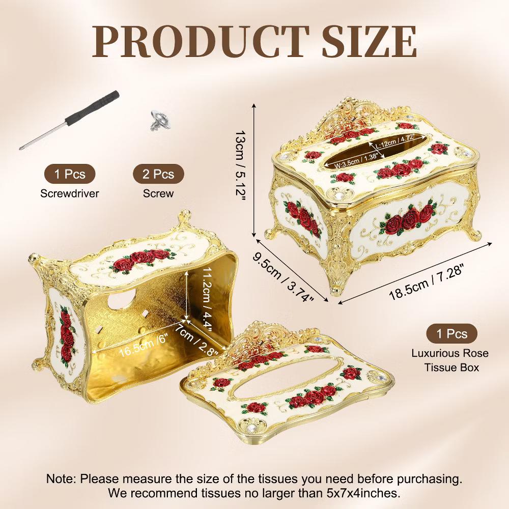 Luxurious Rose Tissue Box Rectangular Plastic Napkin Box Vintage Tissue Paper Holders - Image 17