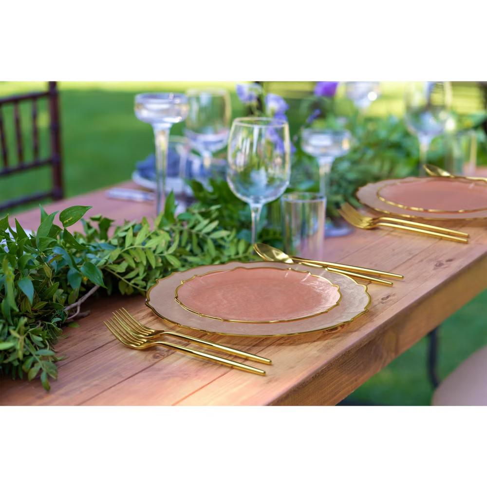 Trendables 40 Pieces Plastic Disposable Wedding Plates Set - 20 7.5" & 20 10" Thin & DelicateTinted Petals Plates with Rim - Image 33