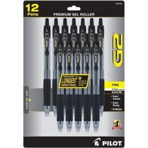 12pk G2 Gel Pens Fine Point 0.7mm Black Ink