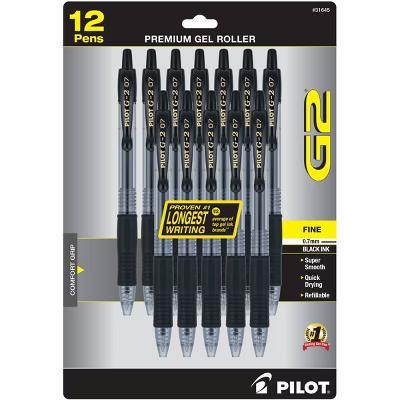 12pk G2 Gel Pens Fine Point 0.7mm Black Ink